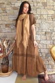 Tasha Damask T Shirt Maxi Dress Walnut